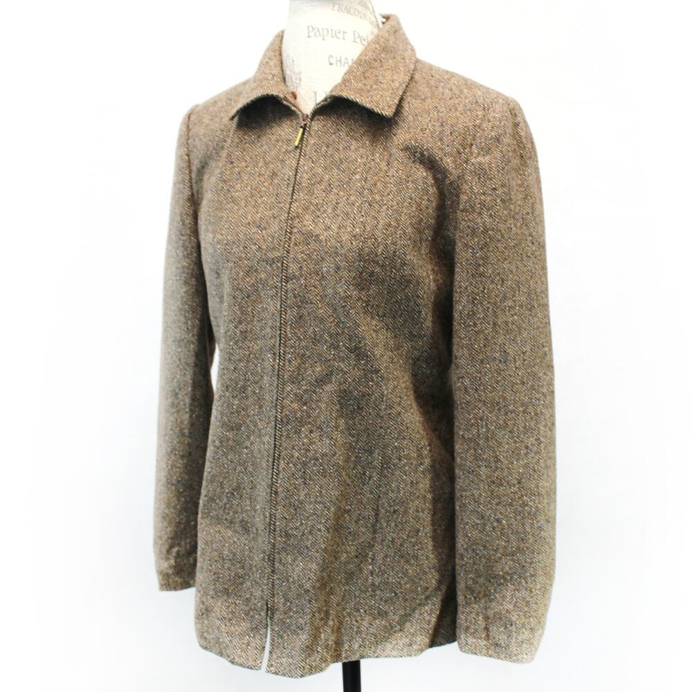 Talbots herringbone vintage Italian wool old money blazer jacket lined size 6